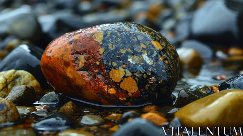 Close-up of a Smooth Pebble on a Beach | Nature Photography AI Image
