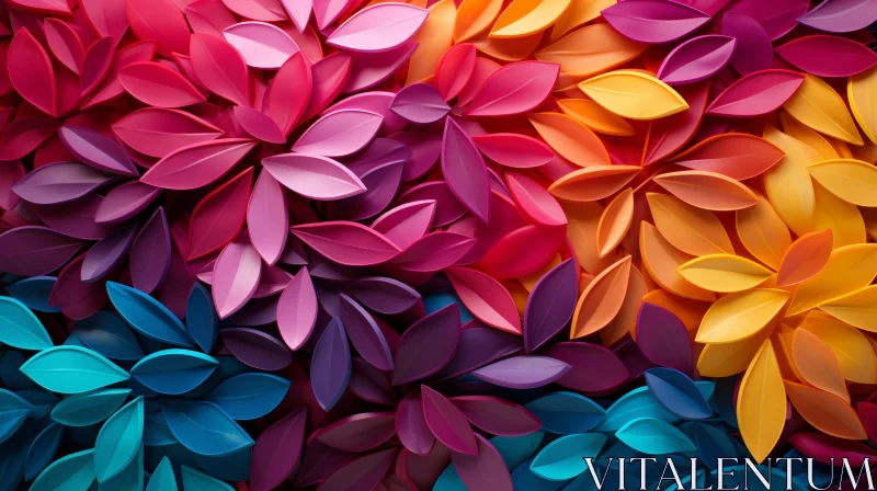 Colorful Overlapping Leaves Background AI Image