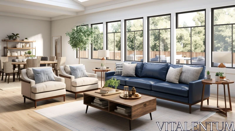 Contemporary Living Room Interior Design AI Image