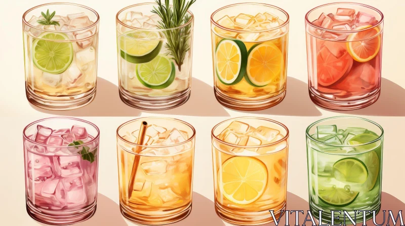 AI ART Delicious Cocktail Glasses Arrangement