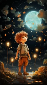 Enchanting Night: A Boy's Journey to the Stars