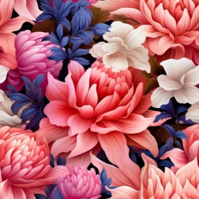 Floral Pattern with Pink and Blue Flowers