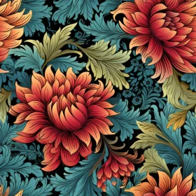 Intricate Floral Pattern on Dark Blue Background
