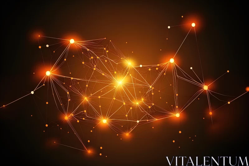 Intricate Orange Connections: A Captivating Abstract Artwork AI Image