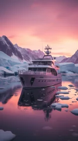 Luxury Yacht Sailing in Arctic Landscape
