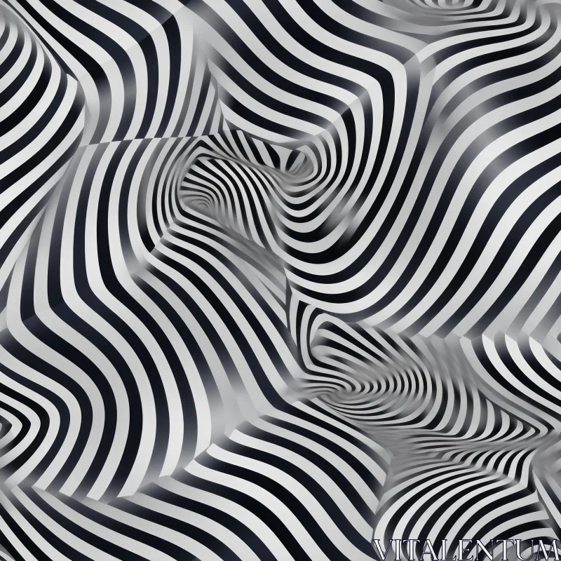 Monochrome Stripes Distortion Pattern - Seamless Tileable Design AI Image