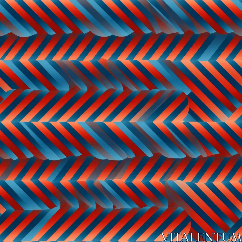 AI ART Red and Blue Stripes Herringbone Pattern on White Background