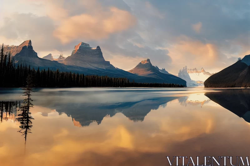 Serene Mountain-Rimmed Lake in Alberta | Soft Tonal Transitions AI Image