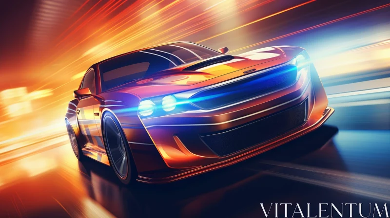 Speeding Sports Car Digital Painting AI Image