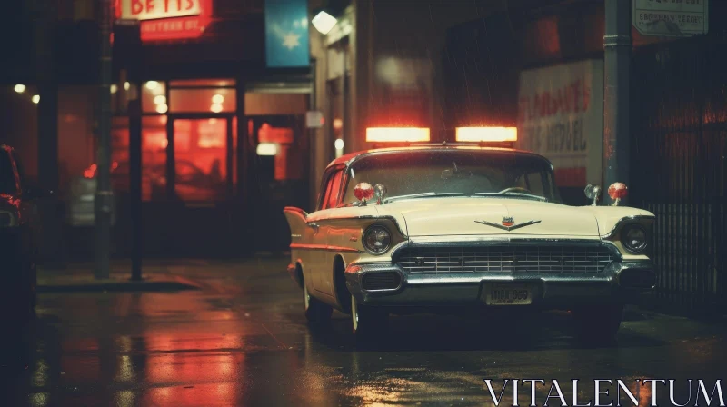 AI ART Vintage Classic Car in Film Noir City Scene