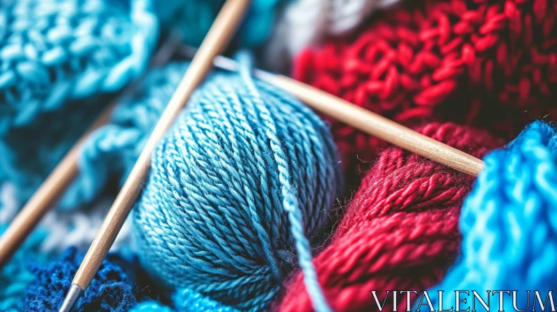 Ball of Blue Yarn with Knitting Needles - Craft and Knitting Inspiration AI Image