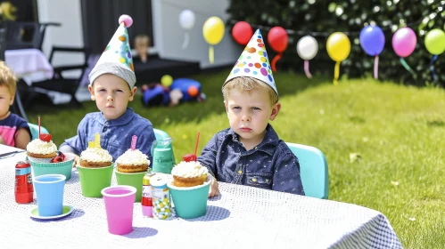 Boys Birthday Party Scene in Garden