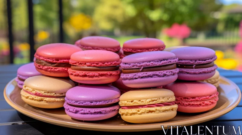 Colorful Macarons Plate AI Image