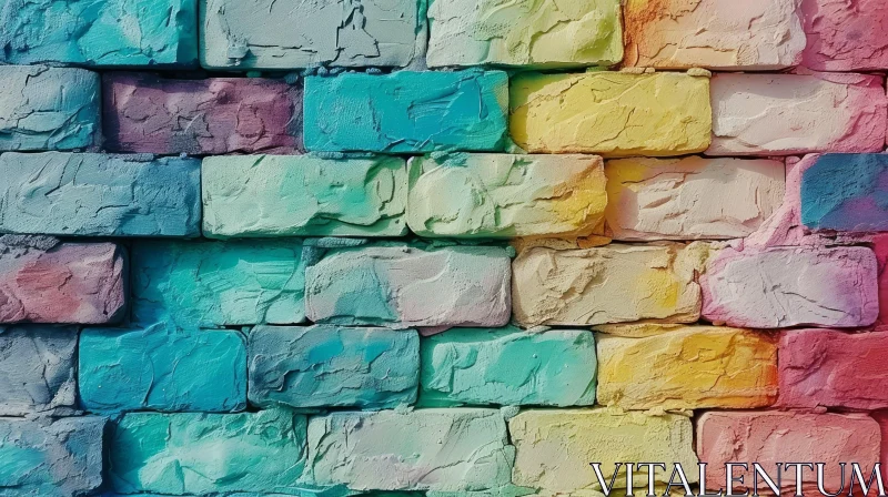 AI ART Colorful Painted Brick Wall - Abstract Art