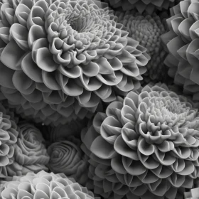 Detailed Monochrome Dahlia Flowers Composition