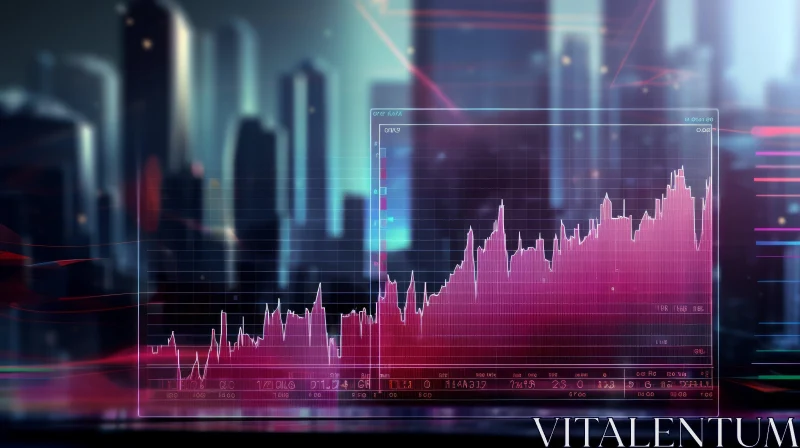 AI ART Futuristic Stock Market Graph - Cityscape Background