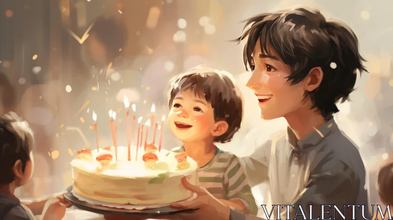 Joyful Family Birthday Celebration AI Image