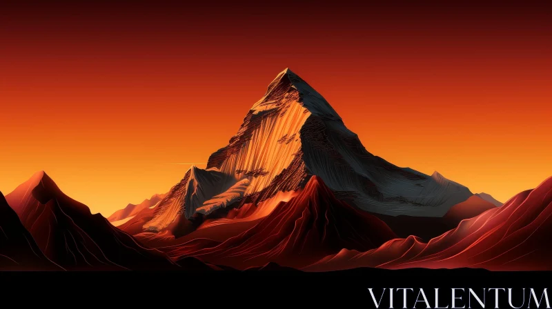 Mountain Sunset Landscape - Peaceful Nature Scene AI Image