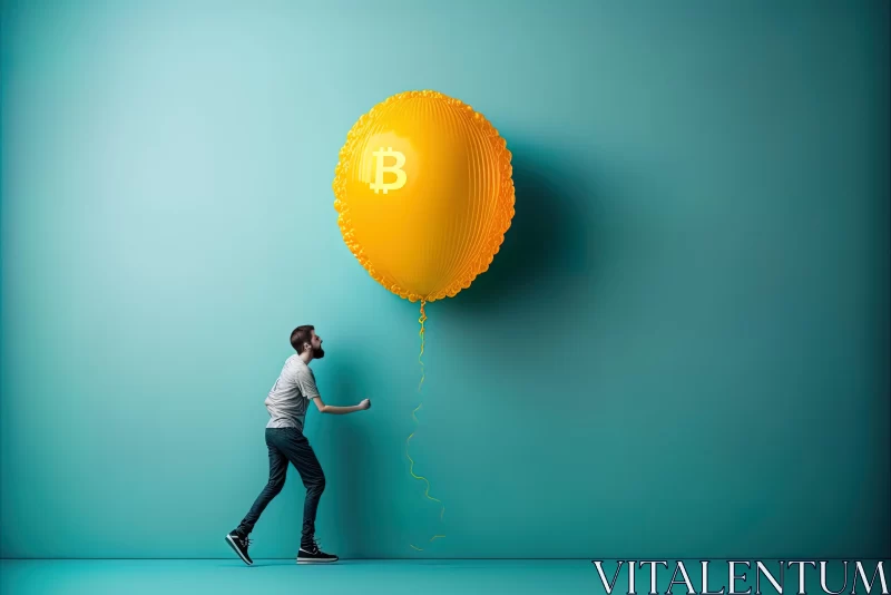 Playful Bitcoin Balloon Artwork with Bold Colors AI Image