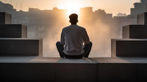 Urban Sunset Meditation - City Rooftop Scene