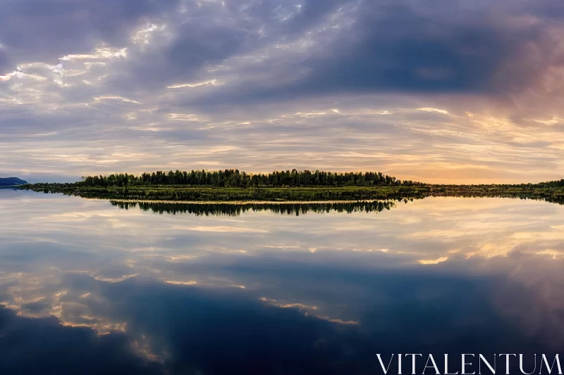Captivating Sunset Reflection on a Serene Lake | Tranquil Natural Beauty AI Image