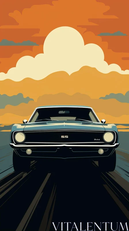 Classic 1960s Chevrolet Camaro SS Digital Illustration AI Image