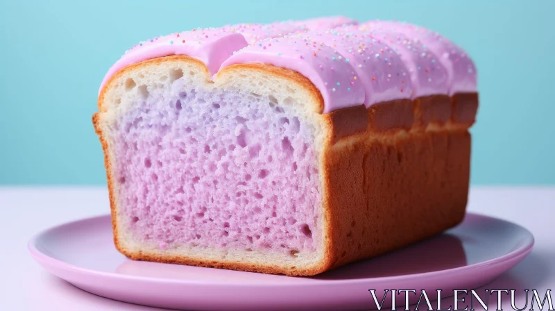 Colorful Loaf of Bread with Pink Icing and Sprinkles AI Image