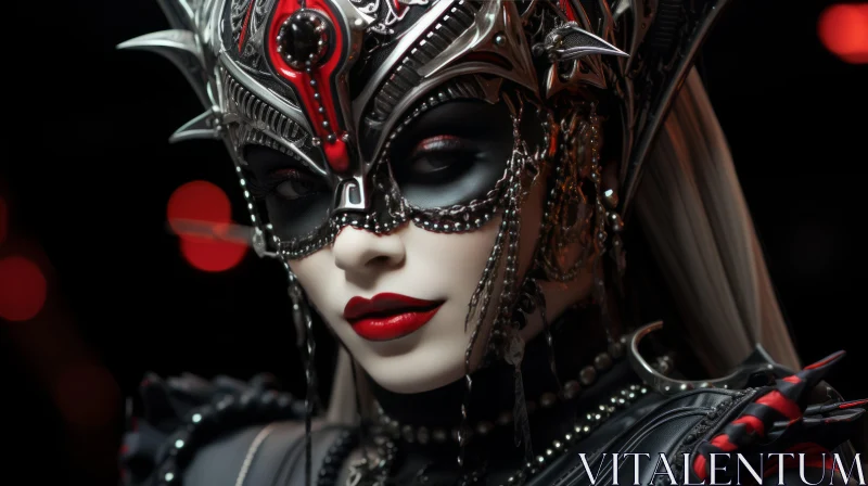 Portrait of Woman in Venetian Mask AI Image