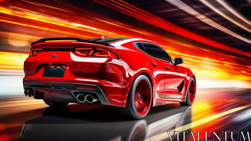 Red Sports Car in Motion AI Image