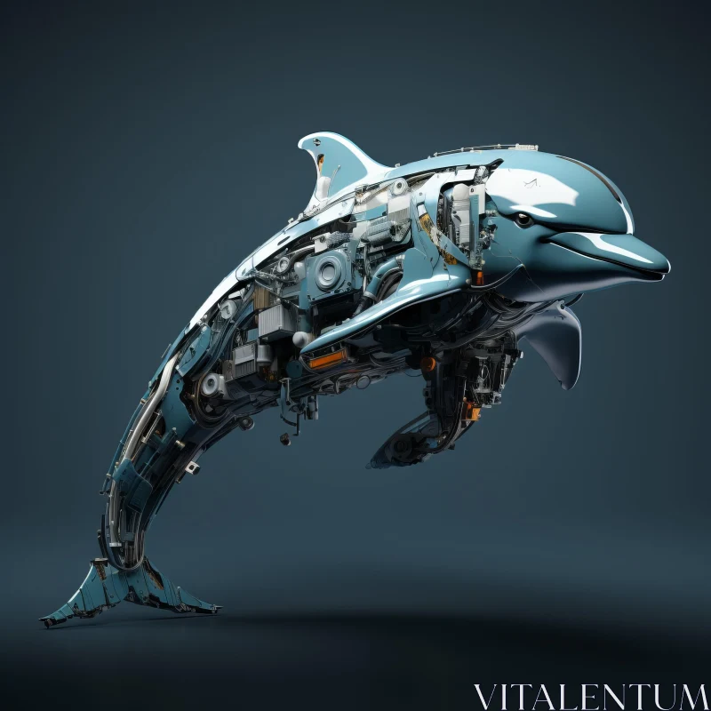 Robotic Dolphin: A Graceful Balance of Nature and Technology AI Image