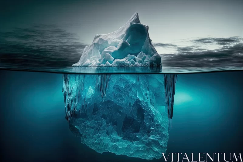 Surreal Underwater Iceberg: A Photorealistic Journey into the Depths of the Sea AI Image