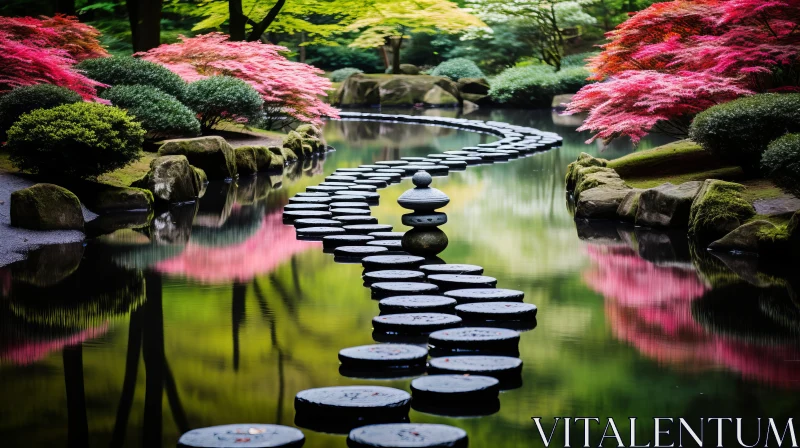 Tranquil Japanese Garden: Essence of Nature Captured AI Image