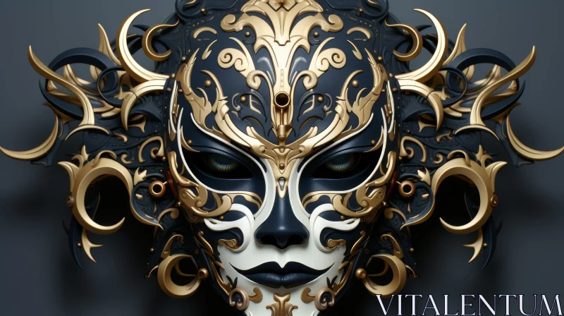 AI ART Venetian Carnival Mask - 3D Rendering