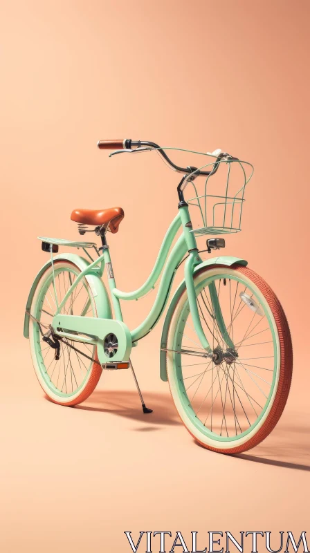 Charming Mint Green Bicycle on Peach Background AI Image
