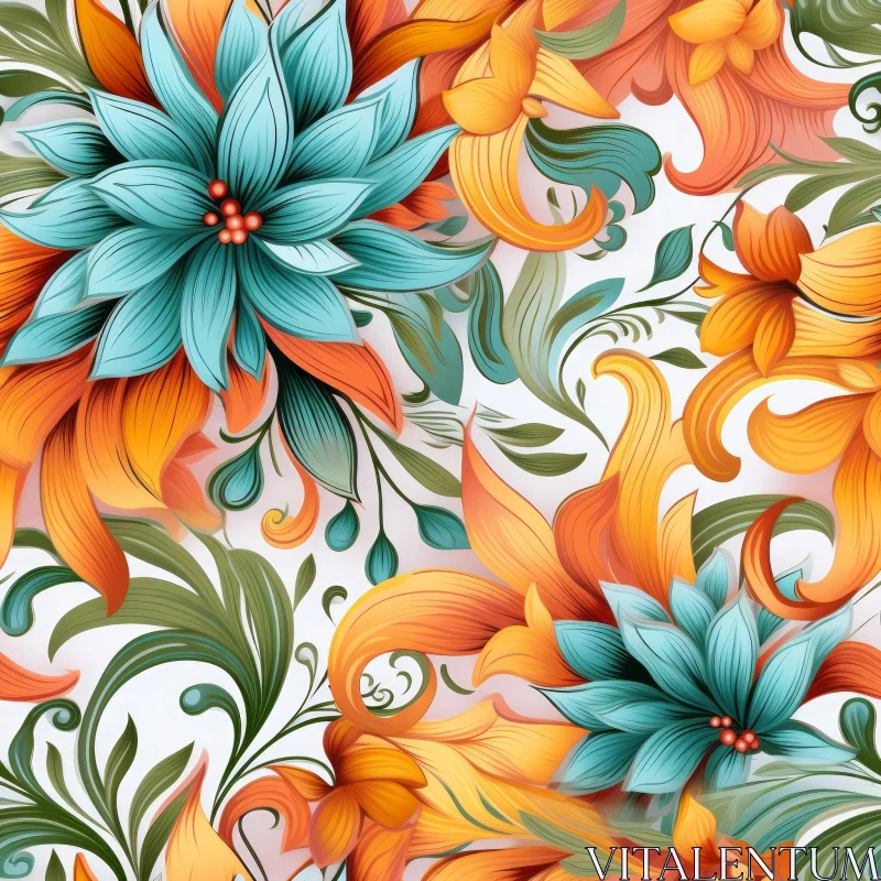 Colorful Floral Seamless Pattern on Light Background AI Image