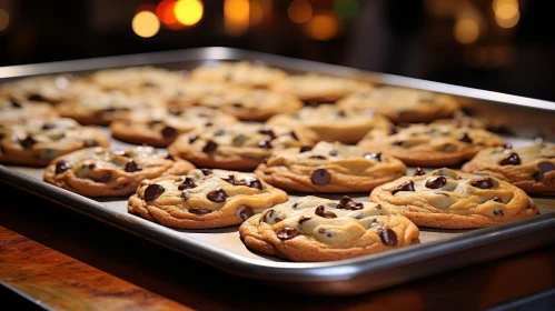Delicious Chocolate Chip Cookies on Baking Sheet