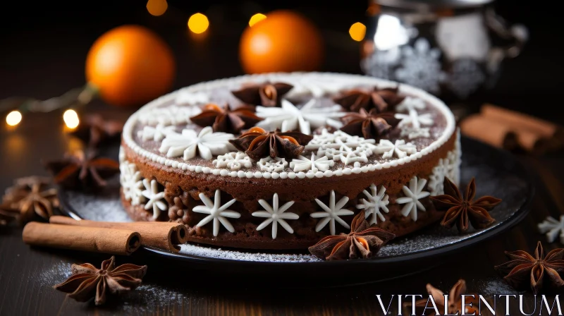 AI ART Delicious Gingerbread Cake with Anise Stars