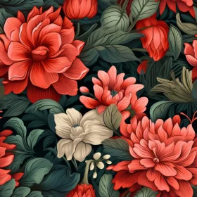 Detailed Floral Pattern on Green Background