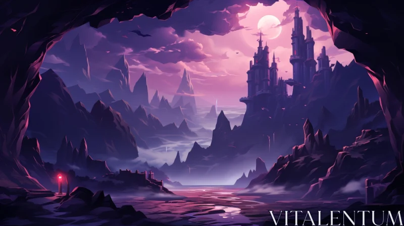 Enigmatic Dark Fantasy Landscape AI Image