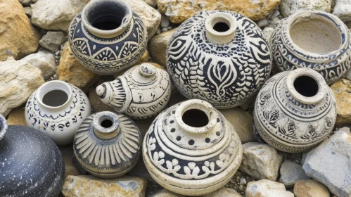 Handmade Clay Pots with Geometric and Floral Designs