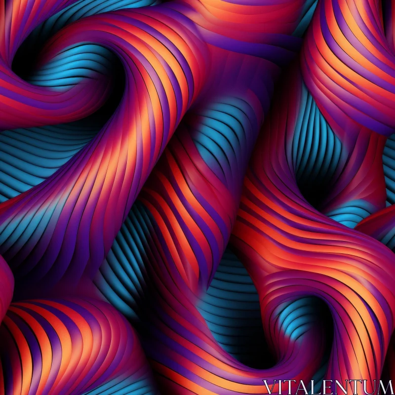 Intertwined Multicolored Tubes 3D Rendering AI Image