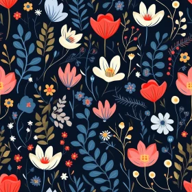 Intricate Dark Blue Floral Pattern