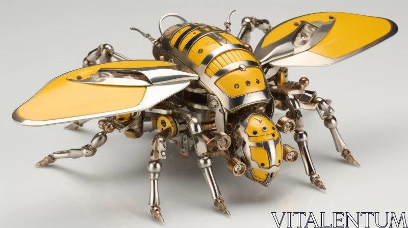 Intricate Mechanized Bee Sculpture in Futurist Style AI Image