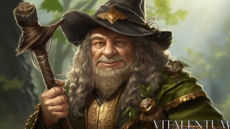 Male Wizard Portrait in Fantasy Setting AI Image