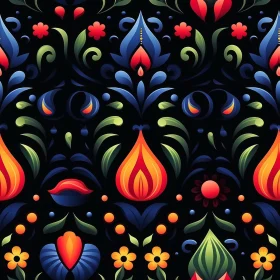 Traditional Folk Art Floral Seamless Pattern