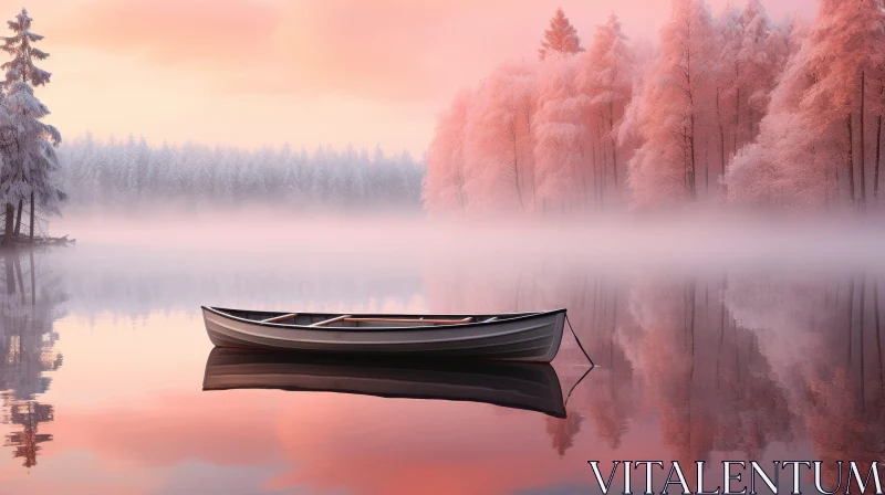 Tranquil Winter Lake Landscape AI Image
