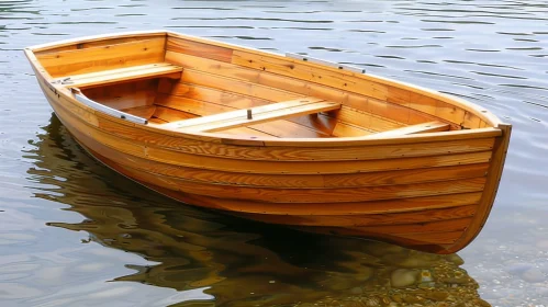 Tranquil Wooden Boat on Calm Lake