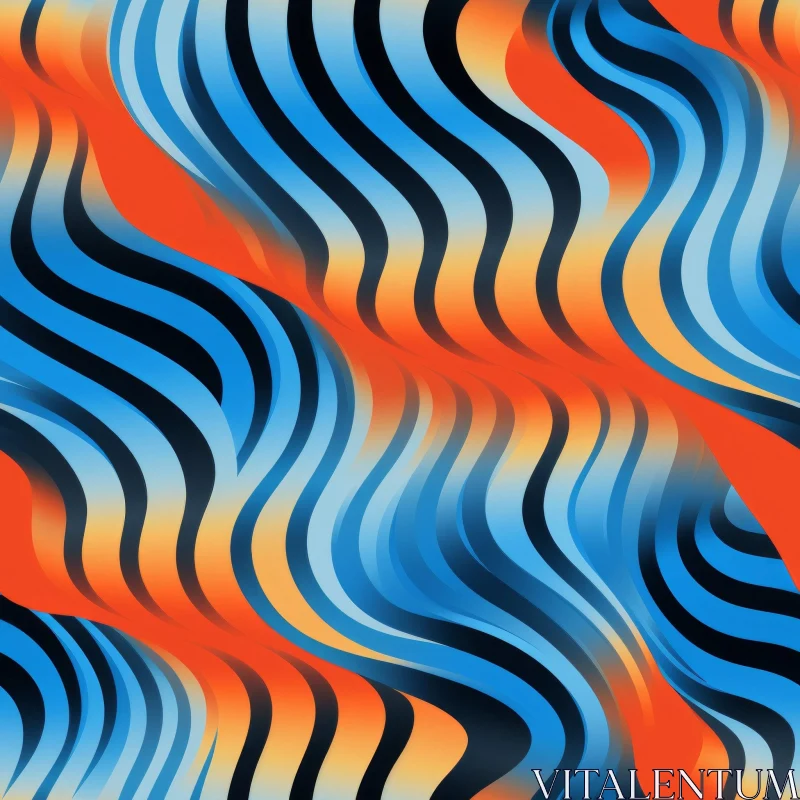 Vivid Abstract Wavy Background in Orange, Blue, and Black AI Image