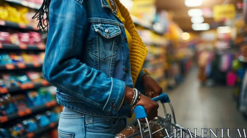 AI ART Black Woman Shopping in a Supermarket - Fashion and Style