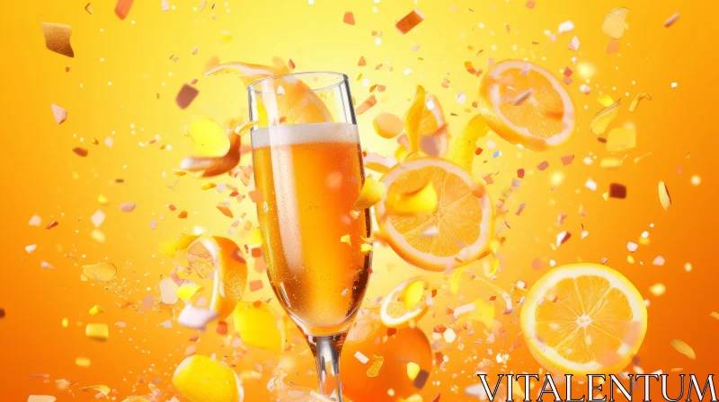 AI ART Champagne Glass with Orange Slices